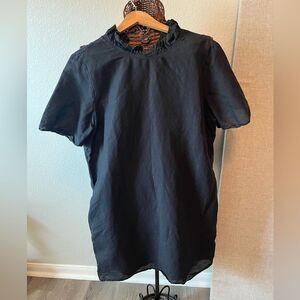 COS linen/cotton black sheath dress w pockets tie back quiet luxury size eu 44